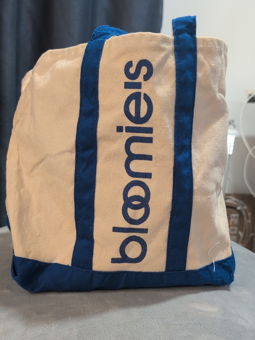 Bloomingdale's Cream and Blue Canvas Tote
